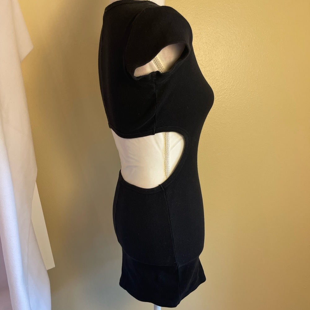 Garage Black Ribbed Cutout Mini Dress XS/S Open Back Y2K Bodycon Party Sexy - Picture 7 of 12